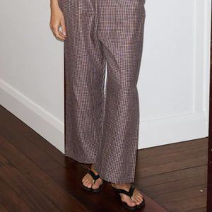 NWT Deiji Studios The Ease Trouser - Size Small in Russet Check